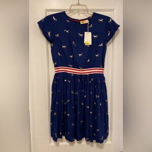 NEW Boden College Navy Dress With Gold Unicorns Size 11/12yrs  Retail $64